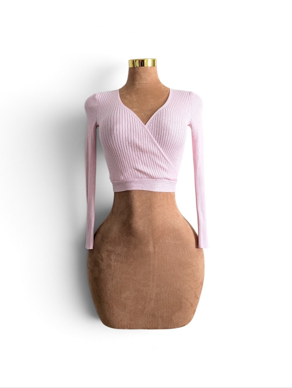 Rue21 Balletcore Coquette Light Pink Wrap Knit Top